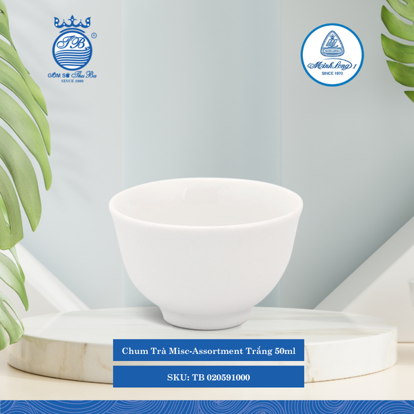 Chum Trà Misc Assortment Trắng Ø: 6cm 50ml Cao: 4cm ML I Sứ Tea Jar TB 020591000
