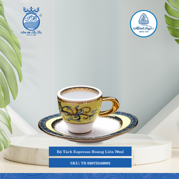 Bộ Tách Espresso Daisy Hoàng Liên 70ml ML I Sứ TB 02075346003