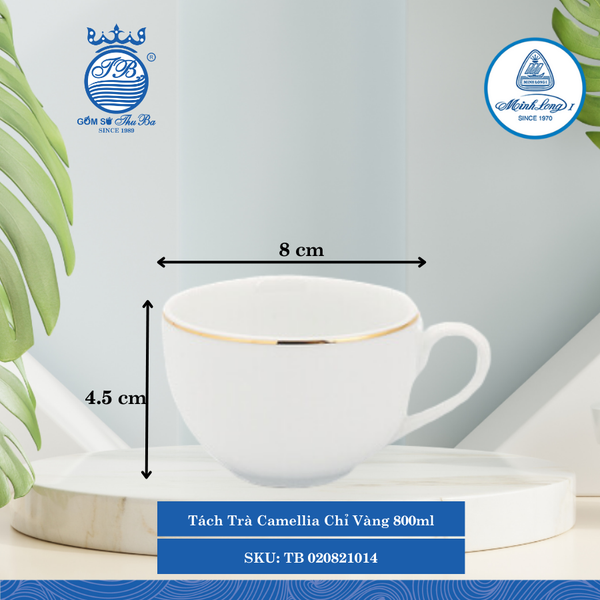 Tách Trà Camelia Chỉ Vàng (Nhiều Size) ML I Sứ