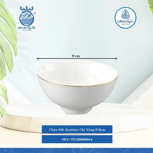 Chén Sốt Jasmine Chỉ Vàng Ø: 9cm Cao: 2cm ML I Sứ Sauce Bowl TB 030906014