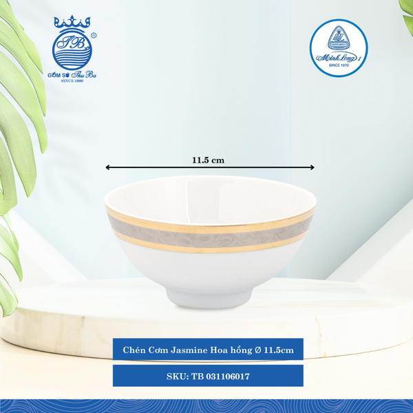Chén Cơm Jasmine Hoa Hồng Ø: 11.5cm Cao: 6cm ML I Sứ Rice Bowl TB 031106017