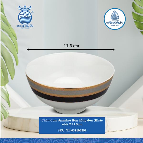 Chén Cơm Jasmine Hoa Hồng Đen (KN) Ø: 11.5cm Cao: 6cm ML I Sứ Rice Bowl TB 031106391