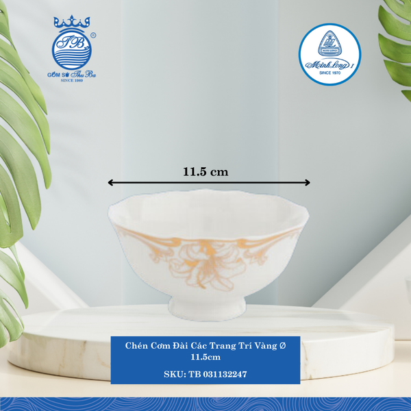 Chén Cơm Đài Các T.Trí Vàng Ø: 11.5cm ML I Sứ Rice Bowl TB 031132247