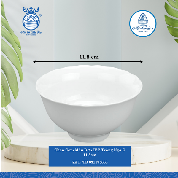 Chén Cơm Mẫu Đơn Trắng Ngà Ø: 11.5cm ML I Sứ Rice Bowl TB 031195000