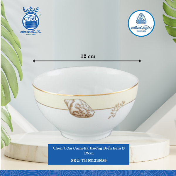 Chén Cơm Camellia Hương Biển Kem Ø: 12cm Cao: 6cm ML I Sứ Rice Bowl TB 031219089