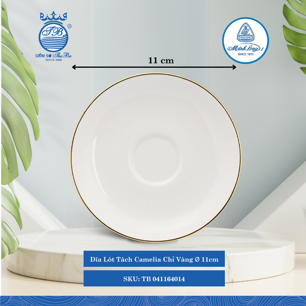 Dĩa Lót Tách Camelia Chỉ Vàng (Nhiều Size) ML I Sứ