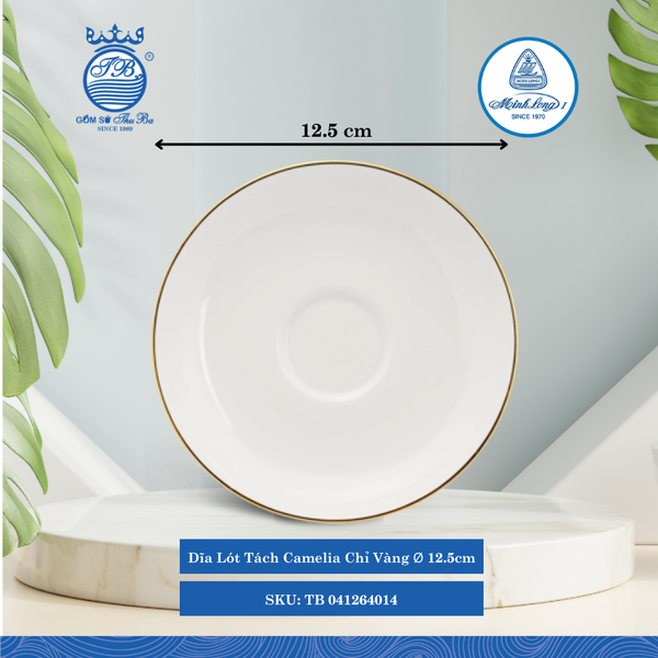 Dĩa Lót Tách Camelia Chỉ Vàng (Nhiều Size) ML I Sứ
