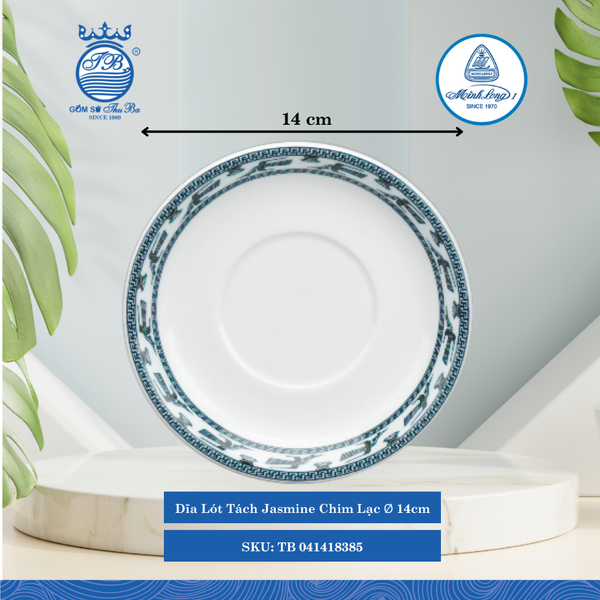 Dĩa Lót Tách Jasmine Chim Lạc Ø: 14cm Cao: 2cm ML I Sứ Saucer TB 041418385