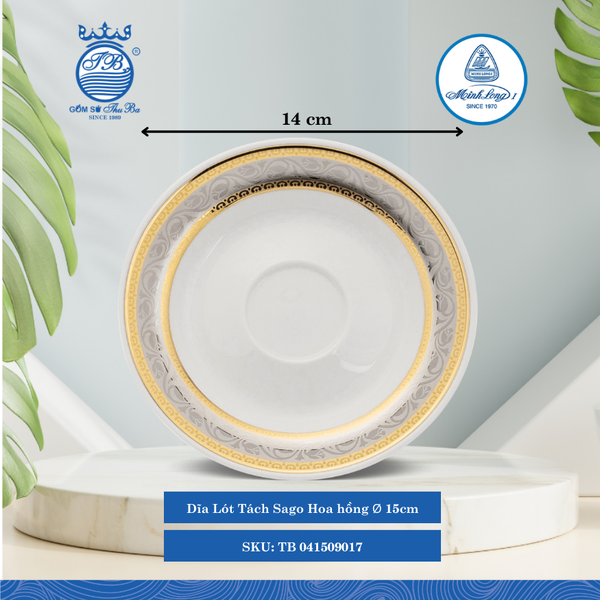 Dĩa Lót Tách Sago Hoa Hồng (Nhiều Size) ML I Sứ