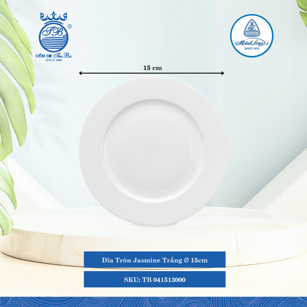 Dĩa Tròn Jasmine Trắng (Nhiều Size, Nhiều Loại) ML I Sứ