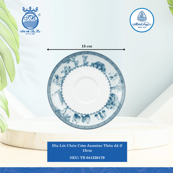 Dĩa Lót Chén Jasmine Thôn Dã Ø: 15cm Cao: 2cm ML I Sứ Soup Saucer TB 041550179