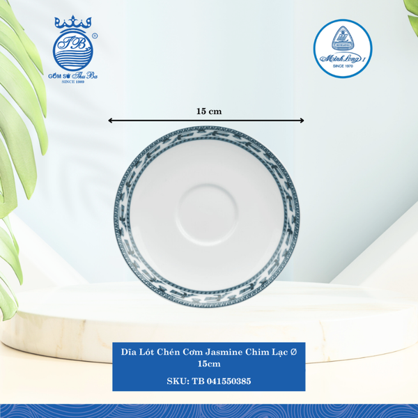 Dĩa Lót Chén Jasmine Chim Lạc Ø: 15cm ML I Sứ Soup Saucer TB 041550385