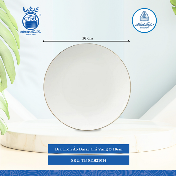 Dĩa Tròn Ảo Daisy Chỉ Vàng (Nhiều Size) ML I Sứ