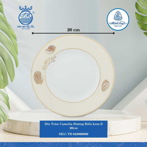 Dĩa Tròn Camellia Hương Biển Kem Ø: 20cm ML I Sứ Round Plate TB 042060089