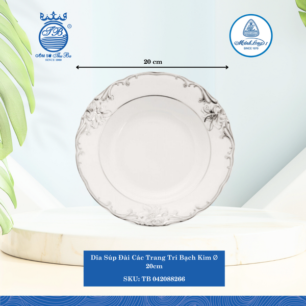 Dĩa Súp Đài Các Trang Trí Bạch Kim (Nhiều Size) ML I Sứ