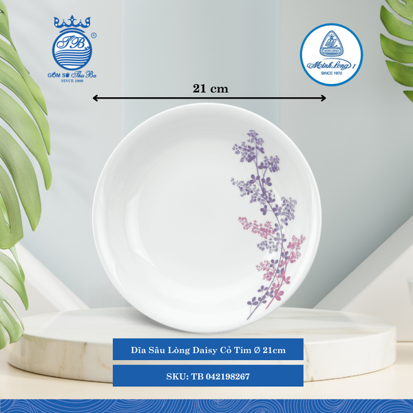 Dĩa Sâu Lòng Daisy Cỏ Tím Ø: 21cm ML I Sứ TB 042198267