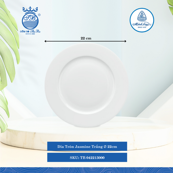 Dĩa Tròn Jasmine Trắng (Nhiều Size, Nhiều Loại) ML I Sứ