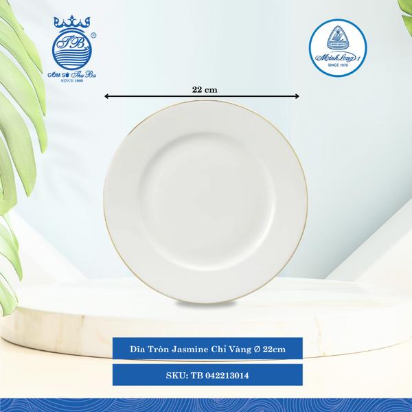 Dĩa Tròn Jasmine Chỉ Vàng (Nhiều Size) ML I Sứ