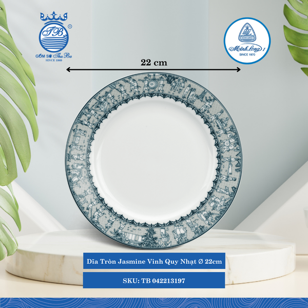 Dĩa Tròn Jasmine Vinh Quy Nhạt (Nhiều Size) ML I Sứ