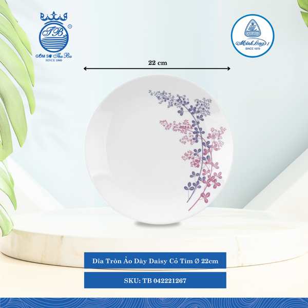 Dĩa Tròn Ảo Daisy Cỏ Tím (Nhiều Size) ML I Sứ