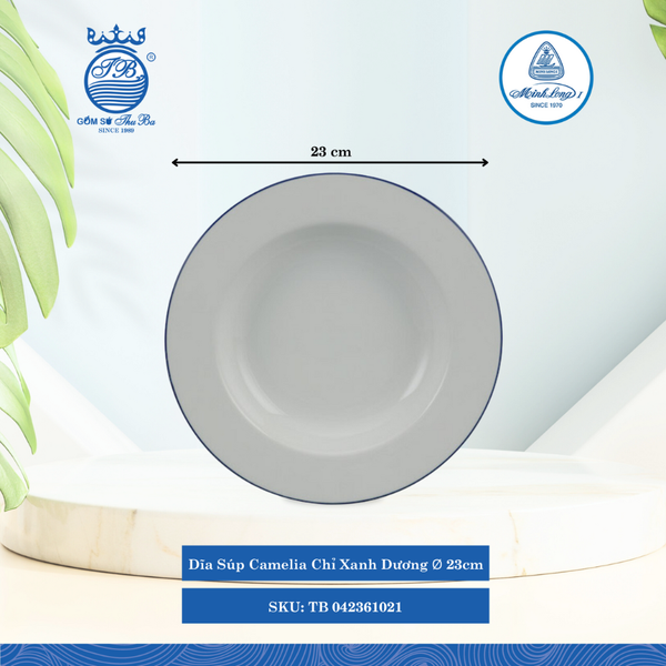 Dĩa Súp Camellia Chỉ Xanh Dương Ø: 23cm ML I Sứ Soup Plate TB 042361021