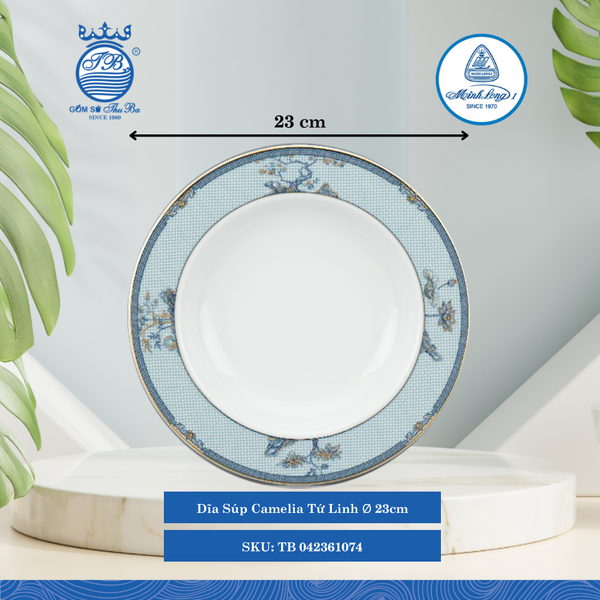 Dĩa Súp Camellia Tứ Linh Ø: 23cm ML I Sứ Soup Plate TB 042361074