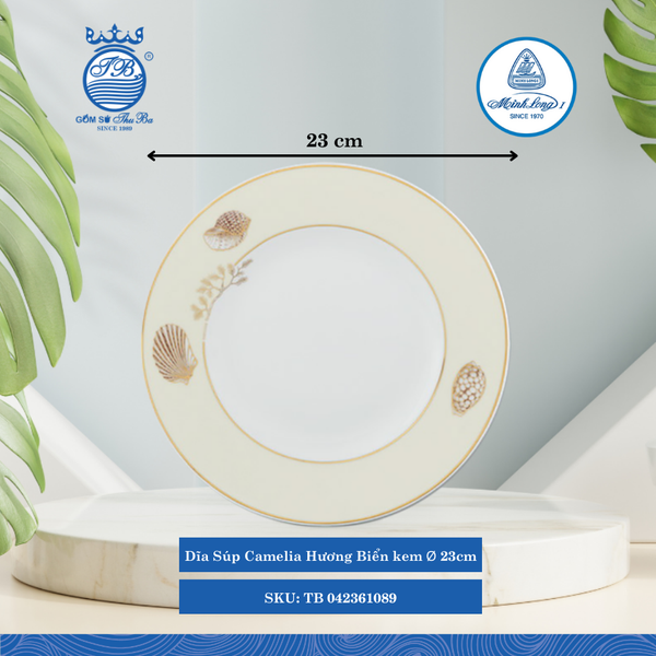 Dĩa Súp Camellia Hương Biển Kem Ø: 23cm ML I Sứ Soup Plate TB 042361089
