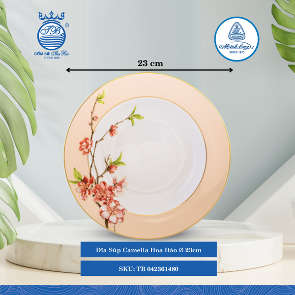 Dĩa Súp Camellia Hoa Đào Ø: 23cm ML I Sứ Soup Plate TB 042361480