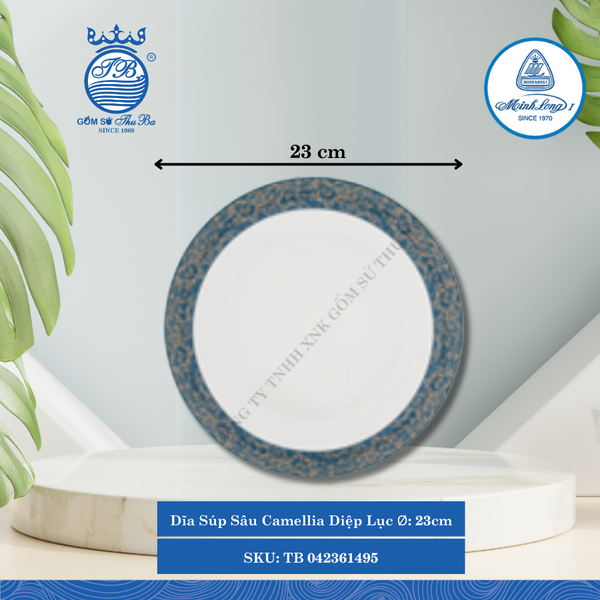 Dĩa Súp Sâu Camellia Diệp Lục Ø: 23cm ML I Sứ TB 042361495