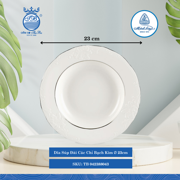 Dĩa Súp Đài Các Chỉ Bạch Kim (Nhiều Size) ML I Sứ