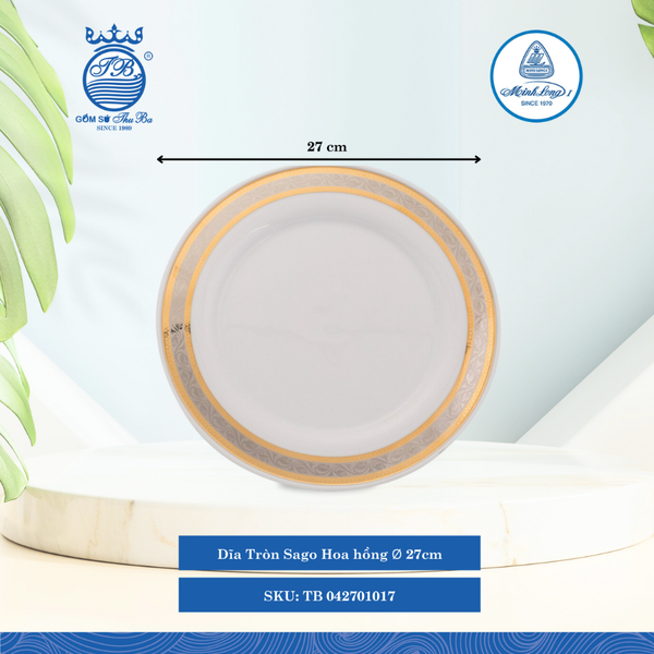 Dĩa Tròn Sago Hoa Hồng (Nhiều Size) ML I Sứ