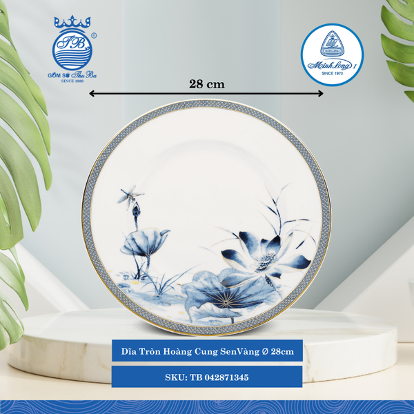 Dĩa Tròn Hoàng Cung Sen Vàng (Nhiều Size) ML I Sứ