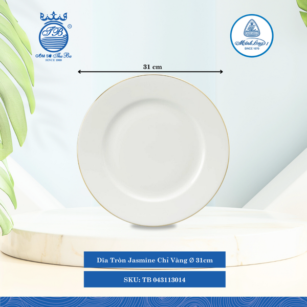 Dĩa Tròn Jasmine Chỉ Vàng (Nhiều Size) ML I Sứ