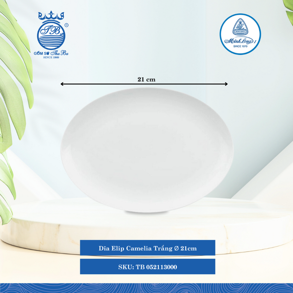 Dĩa Elip Camelia Trắng (Nhiều Size) ML I Sứ