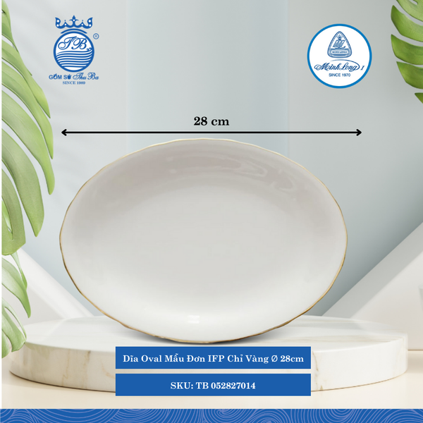 Dĩa Oval Mẫu Đơn Chỉ Vàng (Nhiều Size) ML I Sứ