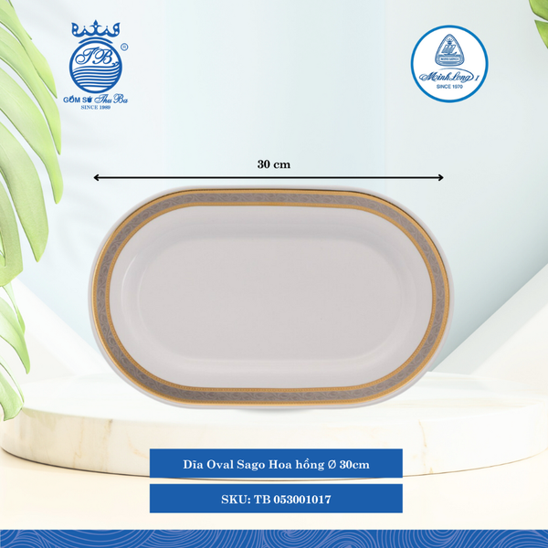 Dĩa Oval Sago Hoa Hồng (Nhiều Size) ML I Sứ