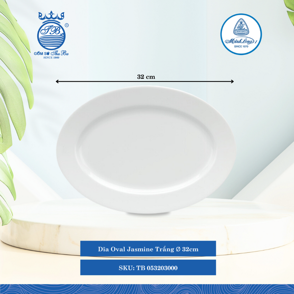 Dĩa Oval Jasmine Trắng (Nhiều Size) ML I Sứ