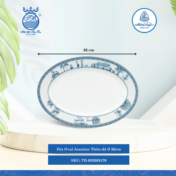 Dĩa Oval Jasmine Thôn Dã Dài:32cm Cao: 3cm ML I Sứ Oval Plate TB 053203179