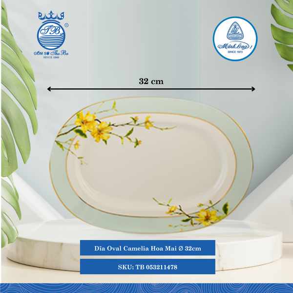 Dĩa Oval Camellia Hoa Mai Dài:32cm ML I Sứ Oval Plate TB 053211478