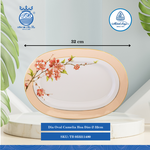 Dĩa Oval Camellia Hoa Đào Dài:32cm ML I Sứ Oval Plate TB 053211480