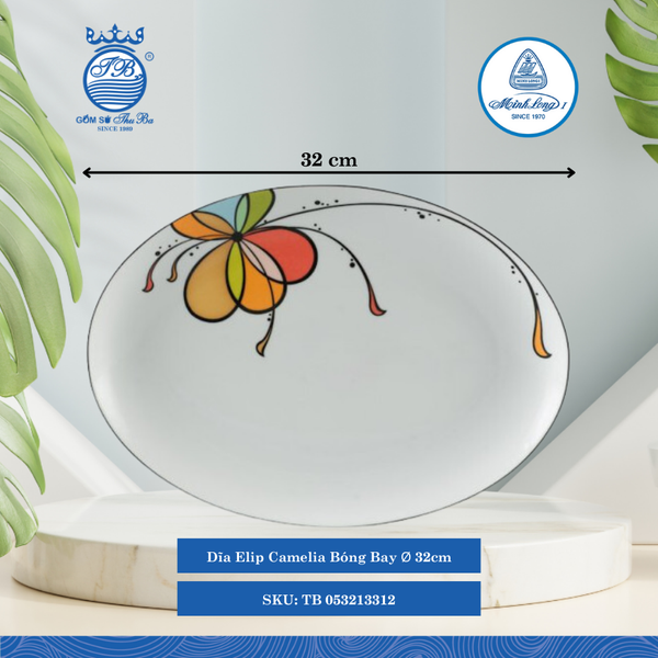 Dĩa Elip Camelia Bóng Bay (Nhiều Size) ML I Sứ