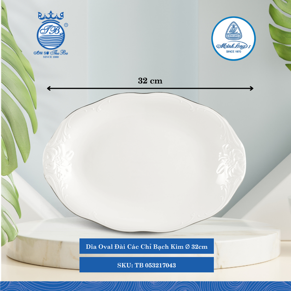 Dĩa Oval Đài Các Chỉ Bạch Kim (Nhiều Size) ML I Sứ