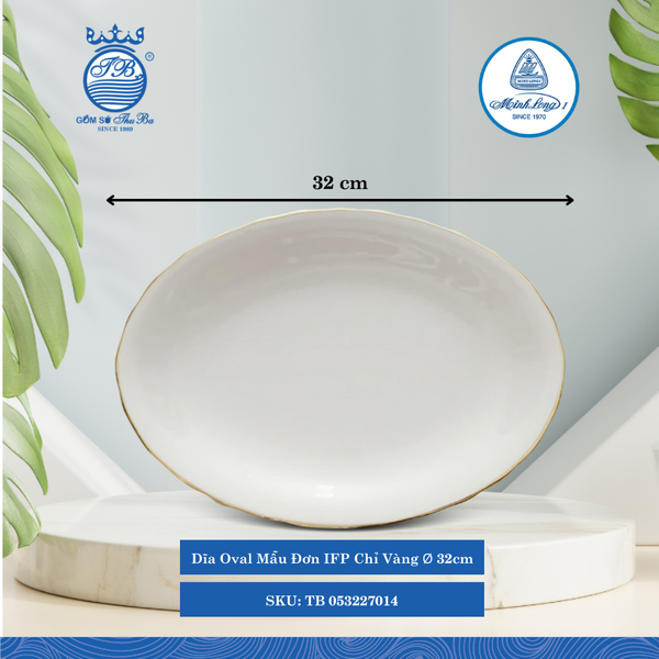 Dĩa Oval Mẫu Đơn Chỉ Vàng (Nhiều Size) ML I Sứ