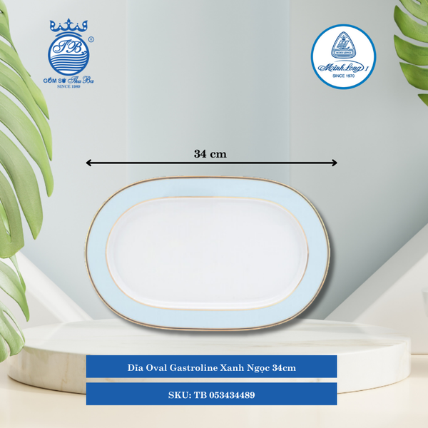 Dĩa Oval Gastroline Xanh Ngọc Dài:34cm ML I Sứ Oval Plate TB 053434489