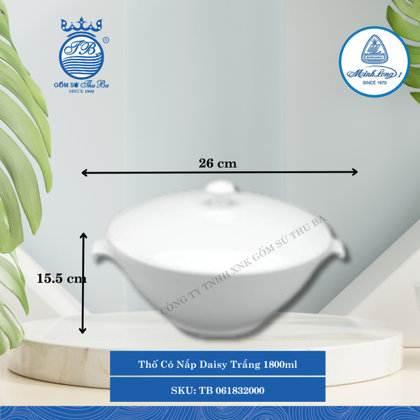 Thố Có Nắp Daisy Trắng (Nhiều Size) ML I Sứ