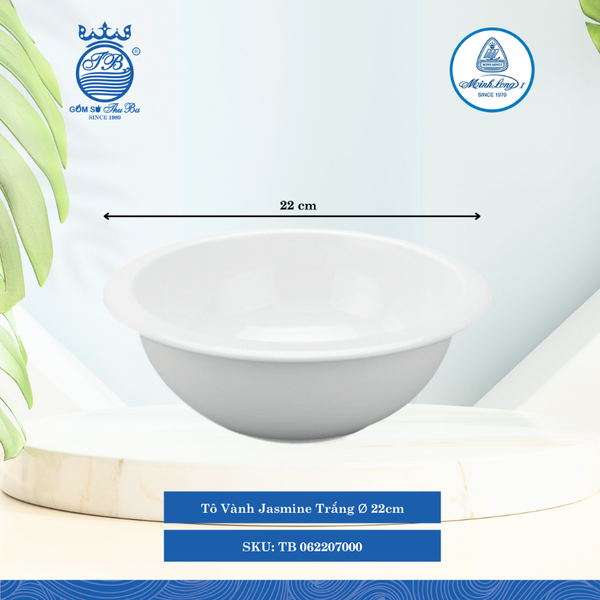 Tô Vành Jasmine Trắng Ø: 22cm Cao: 9cm ML I Sứ Rim Bowl TB 062207000