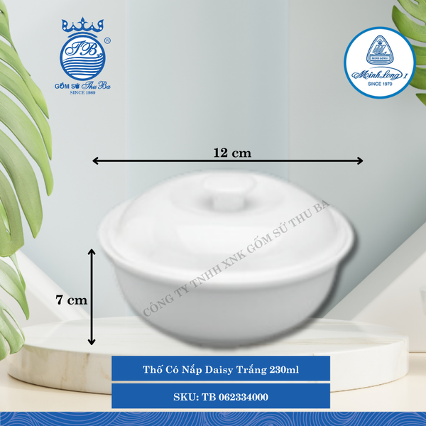 Thố Có Nắp Daisy Trắng (Nhiều Size) ML I Sứ