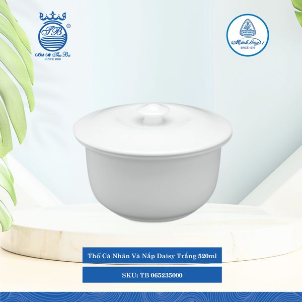 Thố Có Nắp Daisy Trắng Ø: 13.4cm 520ml Cao: 12cm ML I Sứ TB 065235000