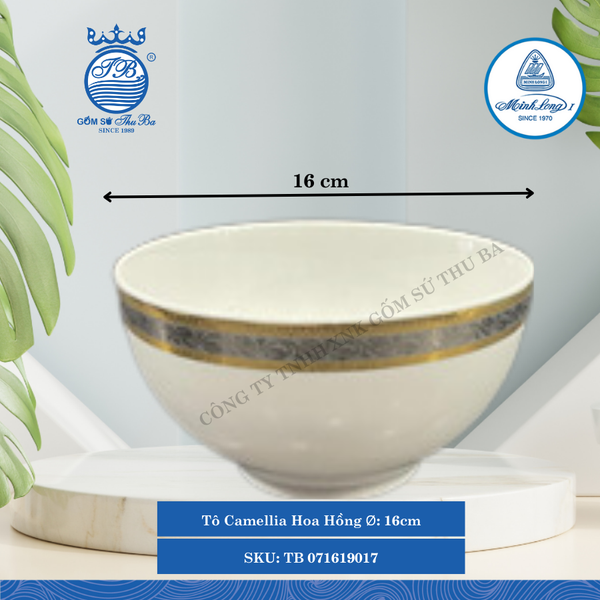 Tô Camellia Hoa Hồng Ø: 16cm ML I Sứ Soup Bowl TB 071619017