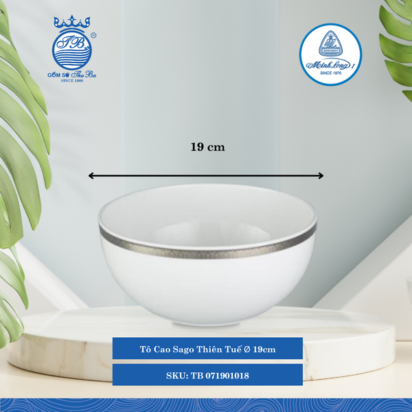 Tô Cao Sago Thiên Tuế Ø: 19cm Cao: 9cm ML I Sứ Salad Bowl TB 071901018